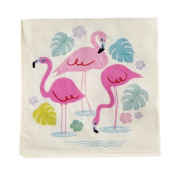 Cocktail-Servietten Flamingo Bay ( 20er Packung) 